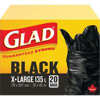135L Garbage Bags, Regular, 31" W x 42" L, Black Maritime Industrial Rubber