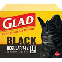 74L Garbage Bags, Regular, 26" W x 33" L, Black Maritime Industrial Rubber