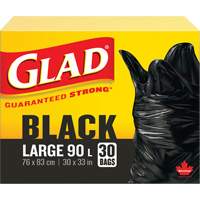 90L Garbage Bags, Regular, 30" W x 33" L, Black Maritime Industrial Rubber