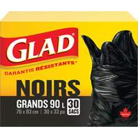 90L Garbage Bags, Regular, 30" W x 33" L, Black Maritime Industrial Rubber