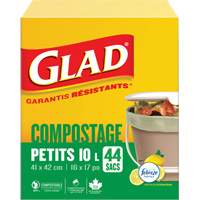 Petits sacs de compostage, R&eacute;gulier, 17" lo x 16" la, Brun, Capacit&eacute; de 10 L (3 gal.) Maritime Industrial Rubber