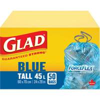 45L Recycling Bags, Regular, 24" W x 28" L, Blue Maritime Industrial Rubber