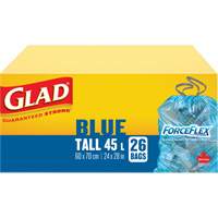 45L Recycling Bags, Regular, 24" W x 28" L, Blue Maritime Industrial Rubber