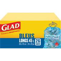 45L Recycling Bags, Regular, 24" W x 28" L, Blue Maritime Industrial Rubber