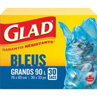 45L Recycling Bags, Regular, 30" W x 33" L, Blue Maritime Industrial Rubber