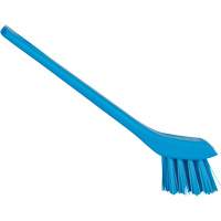 Brush with Scraping Edge, Stiff Bristles, 6" Long, Blue Maritime Industrial Rubber