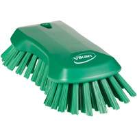 Hand Brush, Extra Stiff Bristles, 9-1/10" Long, Green Maritime Industrial Rubber