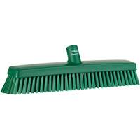 Push Broom Head, Fine/Stiff Bristles, 16-1/2", Polyester/Polypropylene, Green Maritime Industrial Rubber