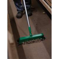 Push Broom Head, Fine/Stiff Bristles, 16-1/2", Polyester/Polypropylene, Green Maritime Industrial Rubber