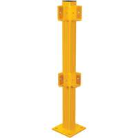 Corner Post for Light-Duty Guard Rails, Steel, 42" H, Safety Yellow Maritime Industrial Rubber