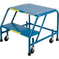CSA-Certified Rolling Step Ladder, 2 Steps, 22" Step Width, 19" Platform Height, Steel Maritime Industrial Rubber