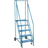 CSA-Certified Rolling Step Ladder, 5 Steps, 22" Step Width, 46" Platform Height, Steel Maritime Industrial Rubber