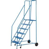 CSA-Certified Rolling Step Ladder, 6 Steps, 22" Step Width, 55" Platform Height, Steel Maritime Industrial Rubber