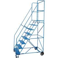 CSA-Certified Rolling Step Ladder with Locking Step, 8 Steps, 30" Step Width, 72" Platform Height, Steel Maritime Industrial Rubber