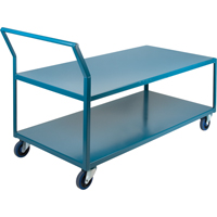 Chariots surbaiss&eacute;s robustes, 2 niveaux, 30" la x 48" p x 40" h, 1200 lb Cap Maritime Industrial Rubber