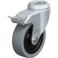 Roulette pour usage l&eacute;ger, Pivotant avec frein, 4" (101,6 mm), Caoutchouc plein, 242 lb (110 kg) Maritime Industrial Rubber