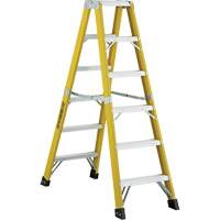 6600 Series Industrial Heavy-Duty 2-Way Stepladders, Fibreglass, 300 lbs. Capacity, 6' Maritime Industrial Rubber