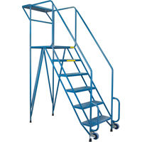 Mechanics/Maintenance Rolling Ladder, Steel, 6 Steps, 57" Platform Height Maritime Industrial Rubber