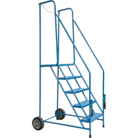 Trailer Access Rolling Ladder with Rails, 4 Steps, 22" Step Width, 37" Platform Height, Steel Maritime Industrial Rubber