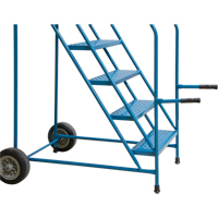 Trailer Access Rolling Ladder with Rails, 4 Steps, 22" Step Width, 37" Platform Height, Steel Maritime Industrial Rubber