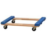 Open Deck Rubber Ends Dolly, Wood Frame, 18" W x 30" D x 6" H, 900 lbs. Capacity Maritime Industrial Rubber