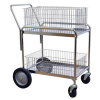 Chariot de bureau en treillis m&eacute;tallique pour le courrier, 200 lb Capacit&eacute;, Chrome, 23-3/4" p x 33-1/2" la x 38-1/4" h, Chrom&eacute; Maritime Industrial Rubber