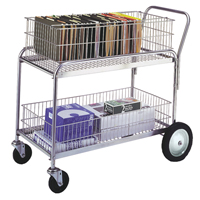 Chariot de bureau en treillis m&eacute;tallique pour le courrier, 250 lb Capacit&eacute;, Chrome, 23-3/4" p x 43" la x 38-1/2" h, Chrom&eacute; Maritime Industrial Rubber