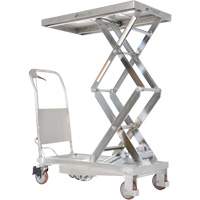 Manual Hydraulic Scissor Lift Table, 35-1/2" L x 20" W, Partial Stainless Steel, 800 lbs. Capacity Maritime Industrial Rubber