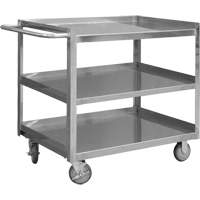 Industrial Grade Shelf Cart, 3 Tiers, 24-1/8" W x 35" H x 42" D, 1200 lbs. Capacity Maritime Industrial Rubber