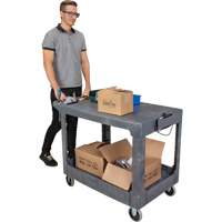 Chariot utilitaire pour l'entretien avec tablette plate, 2 tiers, 25-1/4" x 32-1/4" x 44", Capacit&eacute; 550 lb Maritime Industrial Rubber