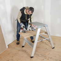 Portable Work-Stand Saw Horse, Aluminum Frame, 12-1/4" D x 36" H Maritime Industrial Rubber