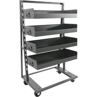Single-Sided Heavy Duty A-Frame Cart with 4 Large Lipped Trays, 38" x 25" x 63", 2500 lbs. Capacity Maritime Industrial Rubber