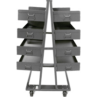 Double-Sided Heavy Duty A-Frame Cart with 8 Large Lipped Trays, 38" x 30" x 63", 2500 lbs. Capacity Maritime Industrial Rubber