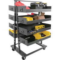 Double-Sided Heavy Duty A-Frame Cart with 8 Large Lipped Trays, 38" x 30" x 63", 2500 lbs. Capacity Maritime Industrial Rubber