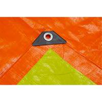 B&acirc;che tiss&eacute;e robuste haute visibilit&eacute;, Poly&eacute;thyl&egrave;ne, Vert/Orange, 16' x 20' x 12 mils Maritime Industrial Rubber
