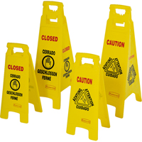 Wet Floor Safety Signs, Quadrilingual with Pictogram Maritime Industrial Rubber