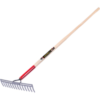 Pro Double Back Level Rake, Ashwood Handle, 13-3/4" W, Tempered Steel Blade, 14 Tines Maritime Industrial Rubber