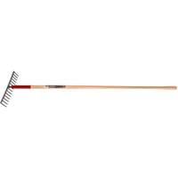 Level Rake, Wood Handle, 14-3/4" W, Tempered Steel Blade, 16 Tines Maritime Industrial Rubber