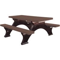 Recycled Plastic Picnic Tables, 8' L x 62-1/4" W, Brown Maritime Industrial Rubber
