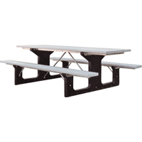 Recycled Plastic Picnic Tables, 6' L x 61-1/2" W, Grey Maritime Industrial Rubber