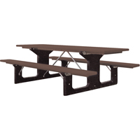 Recycled Plastic Picnic Tables, 6' L x 61-1/2" W, Brown Maritime Industrial Rubber