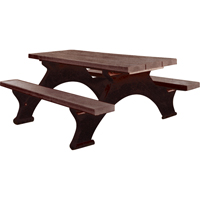 Recycled Plastic Picnic Tables, 8' L x 61-1/2" W, Brown Maritime Industrial Rubber