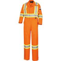 5555 High Visibility FR Rated & Arc Rated Safety Coveralls, Size 36, High Visibility Orange, 11 cal/cm² Maritime Industrial Rubber