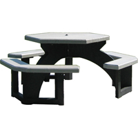 Recycled Plastic Hexagon Picnic Tables, 78" L x 78" W, Grey Maritime Industrial Rubber