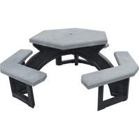 Recycled Plastic Hexagon Picnic Tables, 78" L x 78" W, Grey Maritime Industrial Rubber