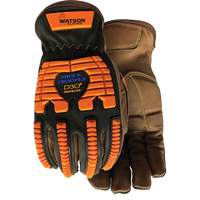 Drill Sergeant Impact Gloves, Large, Grain Leather Palm, Slip-On Cuff Maritime Industrial Rubber