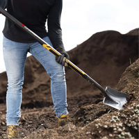 Pro Square Point Shovel, Fibreglass, Tempered Steel Blade, Straight Handle, 48" Long Maritime Industrial Rubber