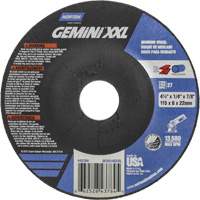 Meule XXL Gemini, 4-1/2" x 1/4", Arbre 7/8", Oxyde d'aluminium, Type 27 Maritime Industrial Rubber