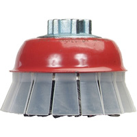 Brosse-boisseau &agrave; fils nou&eacute;s avec protecteur, 4" dia. x 5/8"-11 arbre Maritime Industrial Rubber