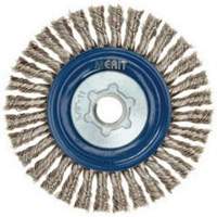 Brosse &agrave; fils nou&eacute;s pour cordons de soudure pour meuleuse angulaire, Dia. 5", Fils 0,02", Arbre 5/8"-11, Acier inoxydable Maritime Industrial Rubber